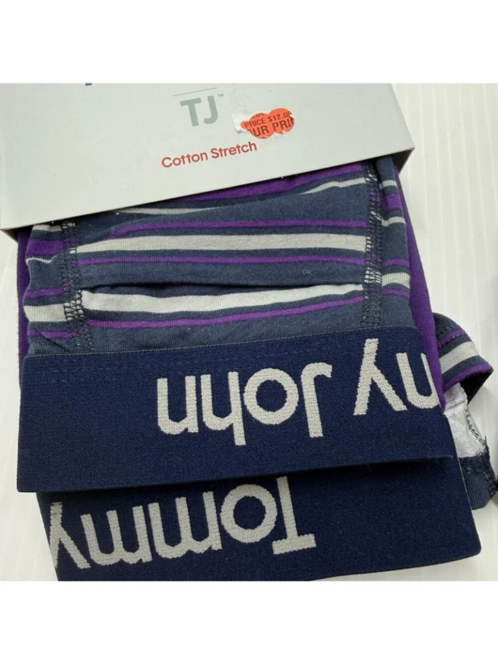 Tommy John Cotton Stretch Boxer Brief 4 Pack Lot Size M Striped NWT 4